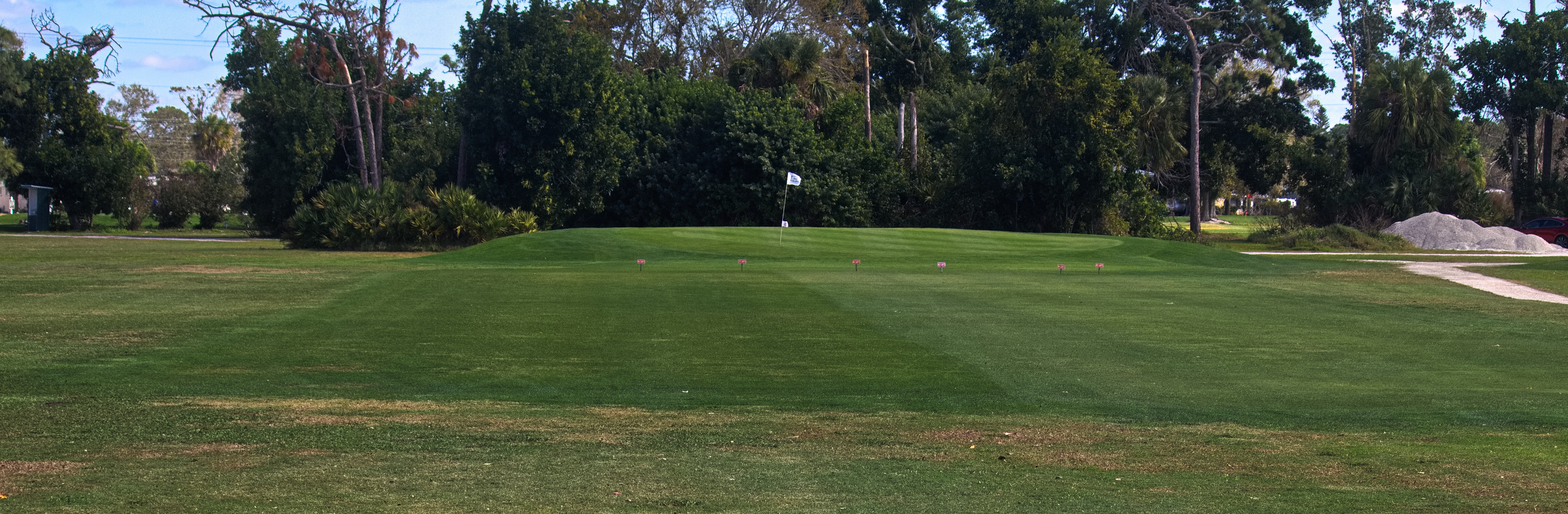 Image of golf ball on tee on grass.